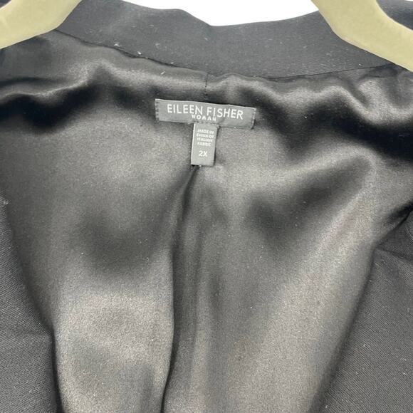 EILEEN FISHER WOMAN Blazer Jacket Black Two Button Stretch Lined Pockets 2X - Picture 4 of 12